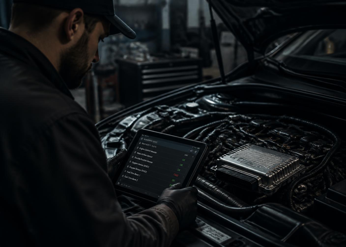 Engine bay inspection with diagnostic scanner